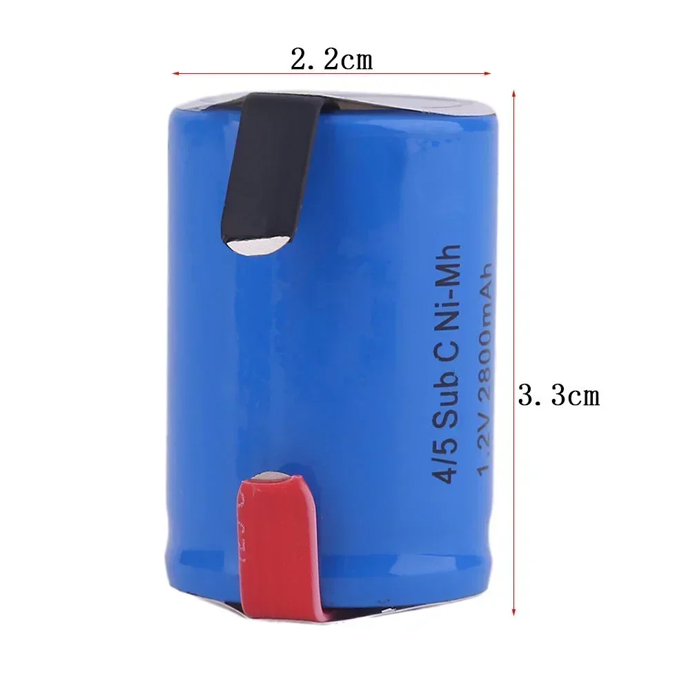 High quality 4/5SC SC Sub C Li Po lithium battery 1.2V 2800Ah rechargeable nickel Mh battery, rechargeable with solder pads