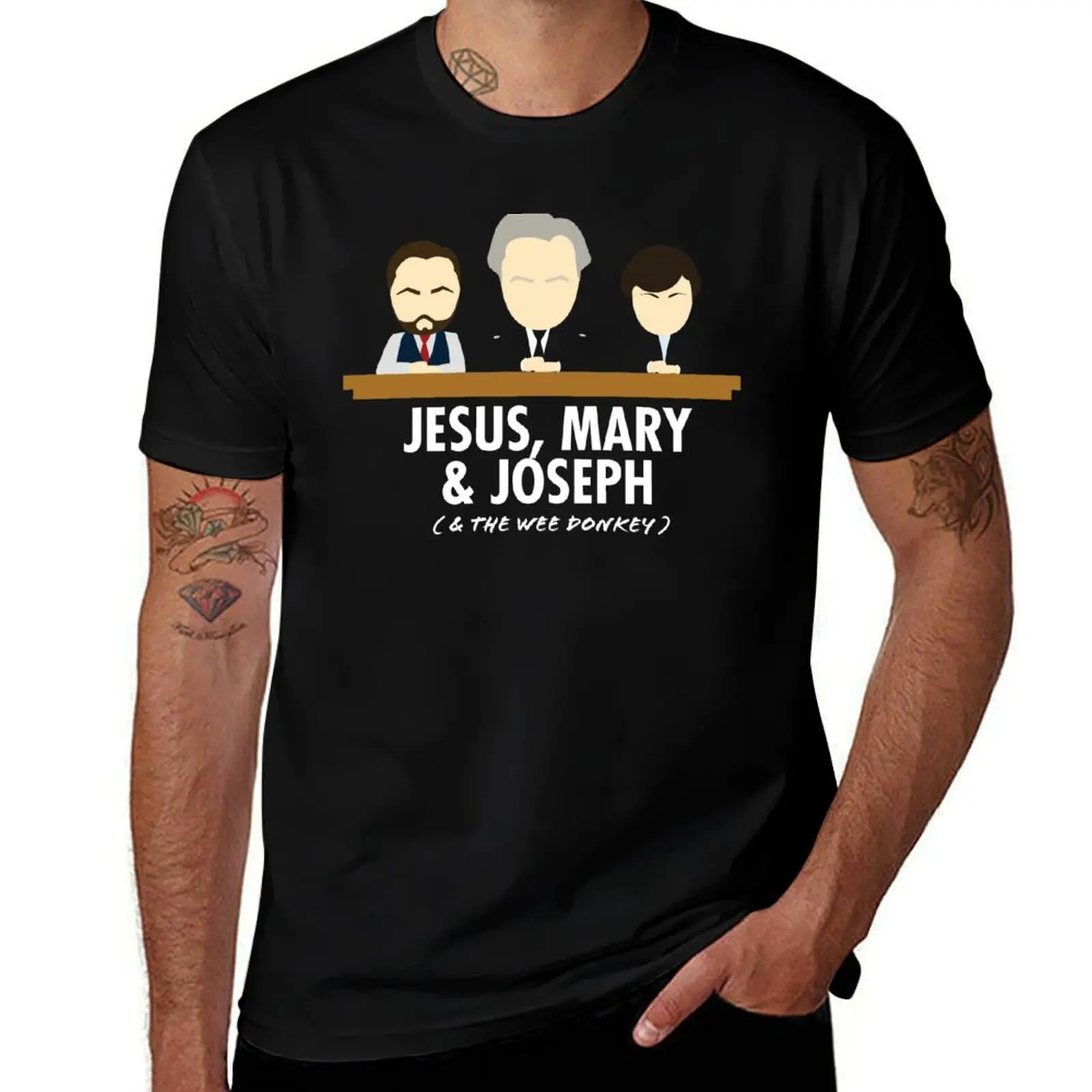 Jesus, Mary, Joseph & the Wee Donkey T-Shirt Festival Casual Short Sleeve T-Shirt