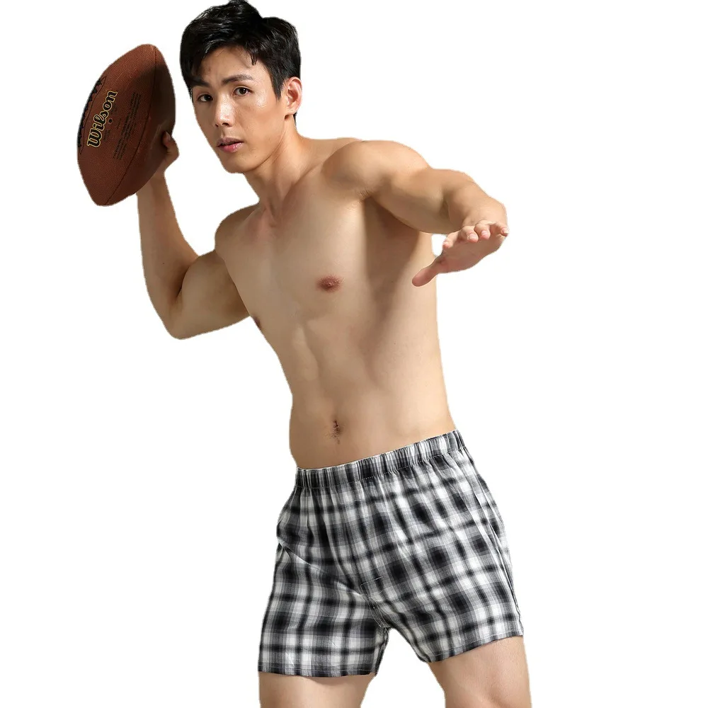 

Men Cotton Plaid Boxer Shorts - 3" Inseam Comfortable Casual Sleep Shorts Breathable Soft Loungewear Underwear Loose Home Trunks