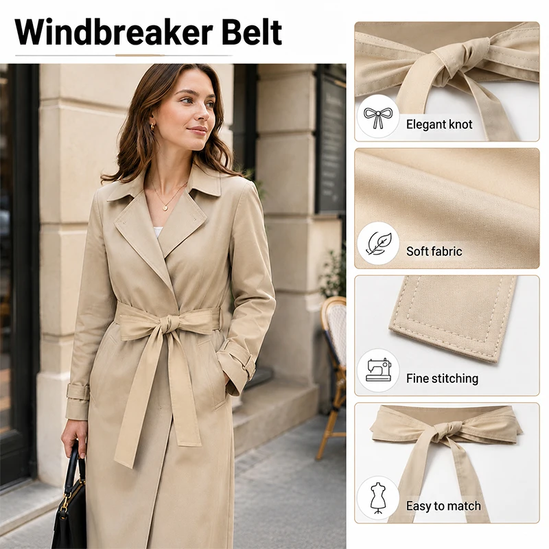 Fashion Women Overcoat Belt 2026Autumn Winter Female Classic Jacket Trench Coat Decoration Belt Dress Accessory Belt Replacement