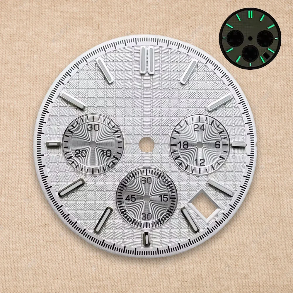 31.8 مللي متر S شعار الطلب مناسبة ل VK63 حركة الكوارتز الأخضر مضيئة عالية الجودة البلوط ساعة مزدوجة تعديل الملحقات