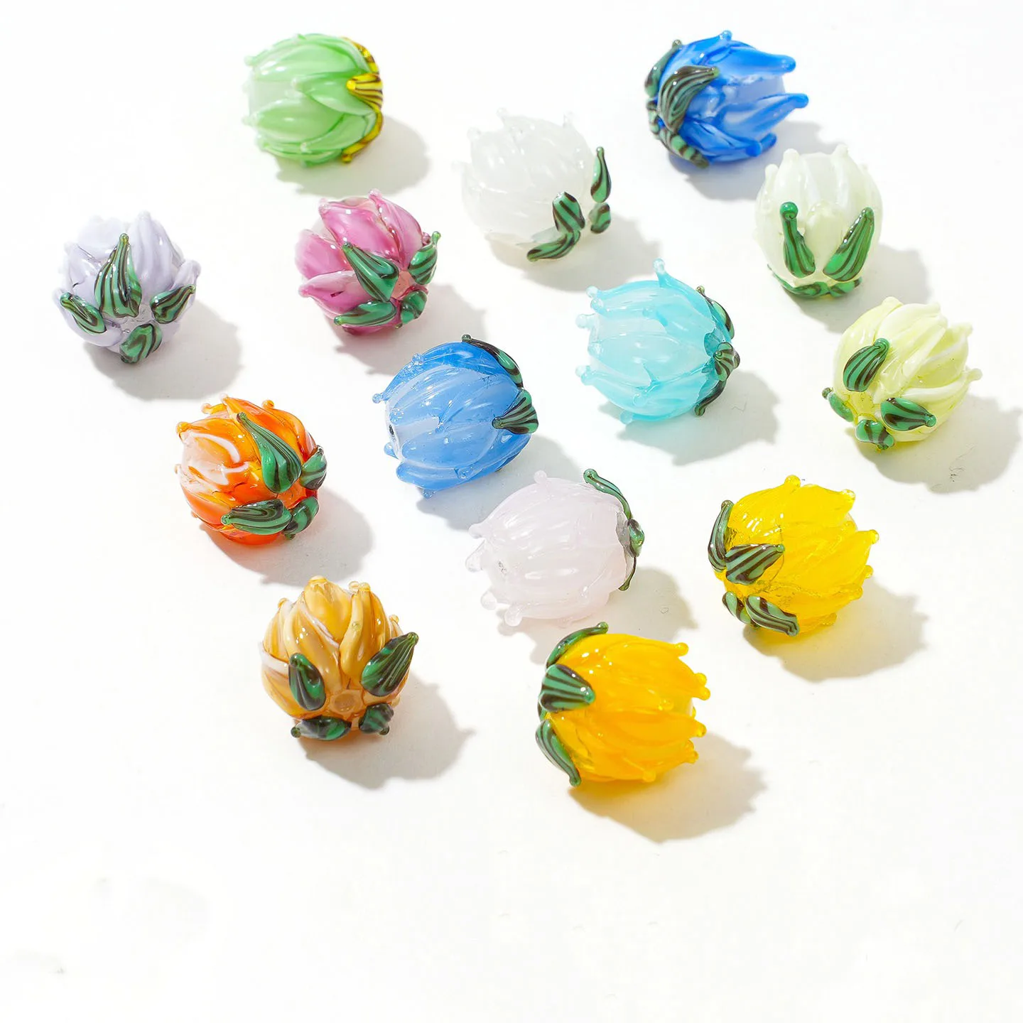 Vintage Lotus Bead Lamp Work Tulip Glass Beads Glass Loose Beads Beaded Bracelet Earrings Diy Accessories