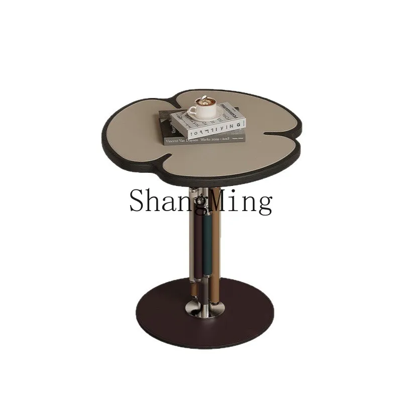 SM الحد الأدنى طاولة جانبية ضوء فاخر السرج الجلود طاولة جانبية غرفة المعيشة شقة صغيرة الإبداعية الرماد أريكة خشبية طاولة جانبية #5