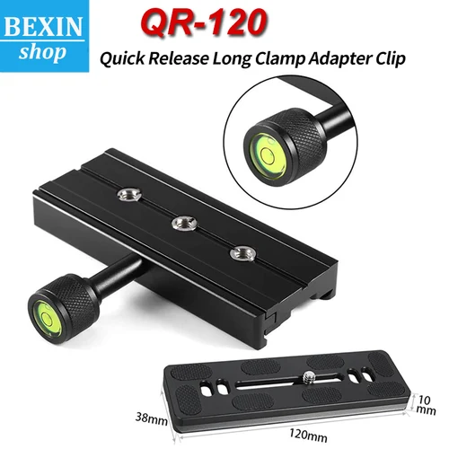 Soporte de lente de cámara, Clip adaptador de abrazadera larga de liberación rápida para Arca Swiss, cabeza de trípode, monopié (QR), placa de liberación rápida