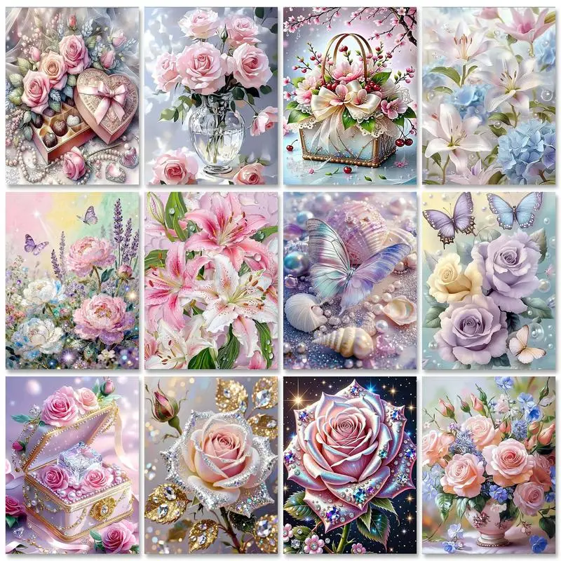 

RUOPOTY Rose Painting By Numbers With frame Markers By Numbers Flower Easy Paint Handiwork Art Drawing Kit