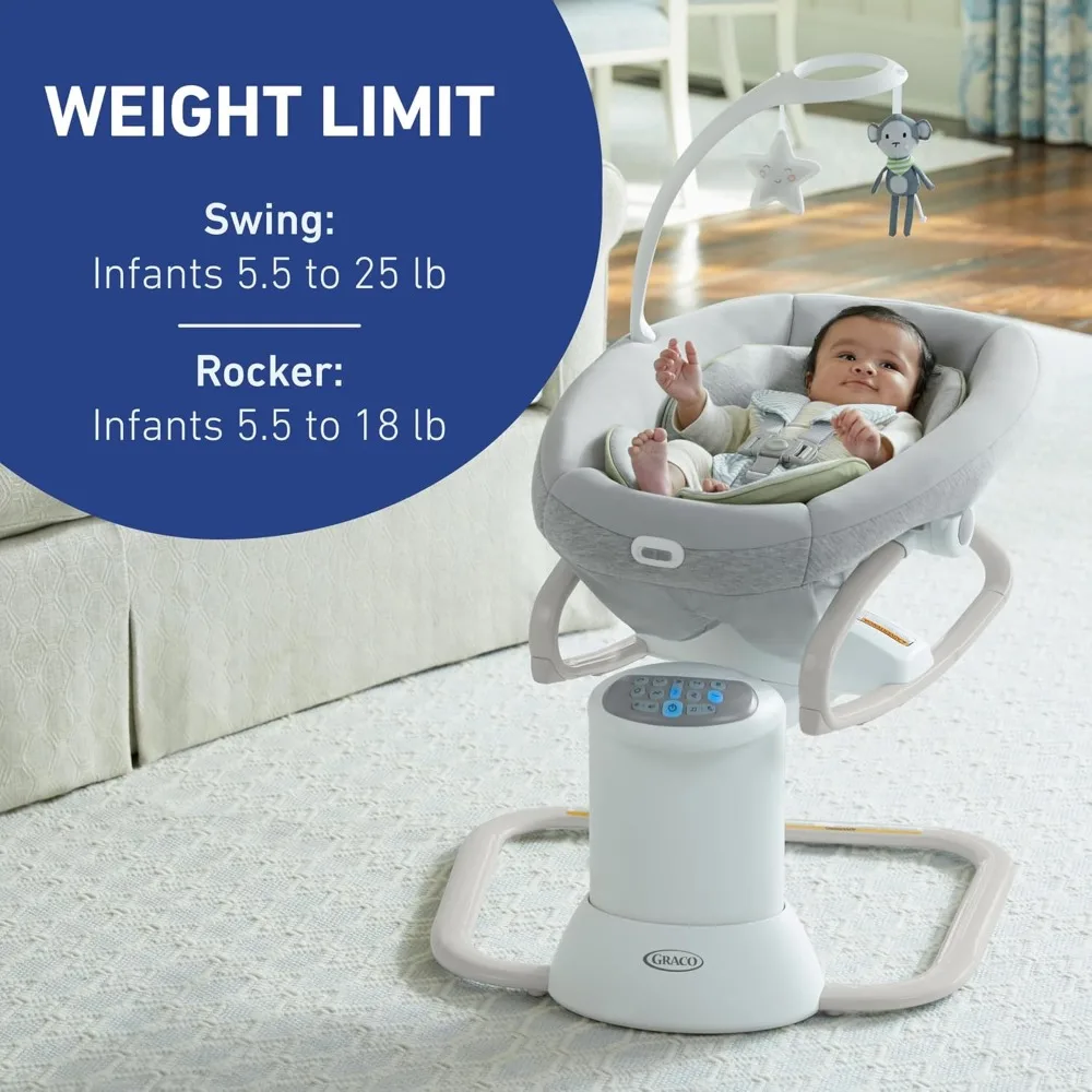 Soothe My Way with Removable Rocker, Madden - Versatile Baby Swing & Portable Rocker