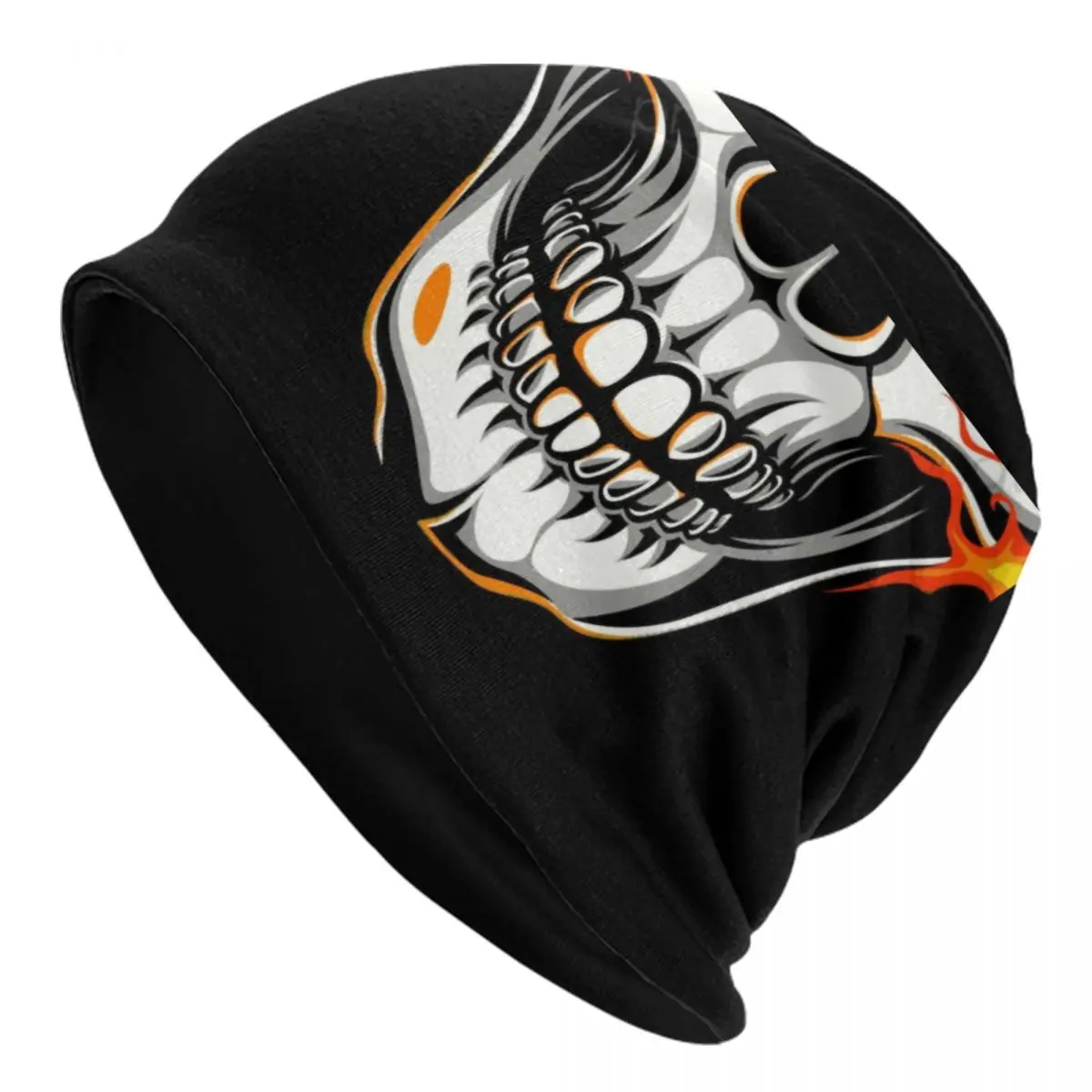

Custom Burning Skull Design Bonnet Hat Knitted Hats Men Women Hip Hop Unisex Death Skeleton Warm Winter Beanies Cap