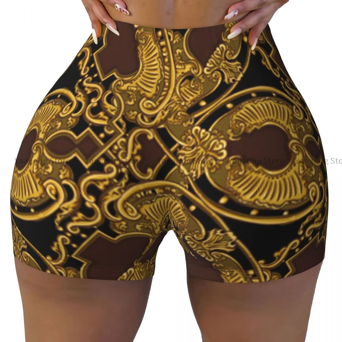 

Push Up Short Elasticity Scrunch Butt Baroque Vignettes In The Renaissance Style Running Shorts Sports Shorts Womens Clothes Gym