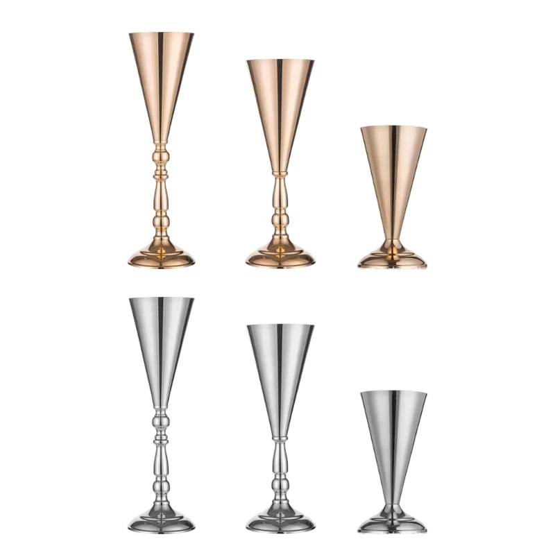 Packung mit 2 eleganten Blumenvasen aus Metall für Tischaufsätze und Heimdekoration 3XUF – Detail 1