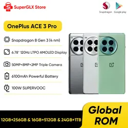 OnePlus-Smartphone ACE 3 Pro, Global Dean, Snapdragon 8, Isabel 3, 2024 pouces, écran 6.78Hz, Sony 50MP, caméra principale, batterie 120 mAh, SUPERVOOC 6100 W, nouveau, 100