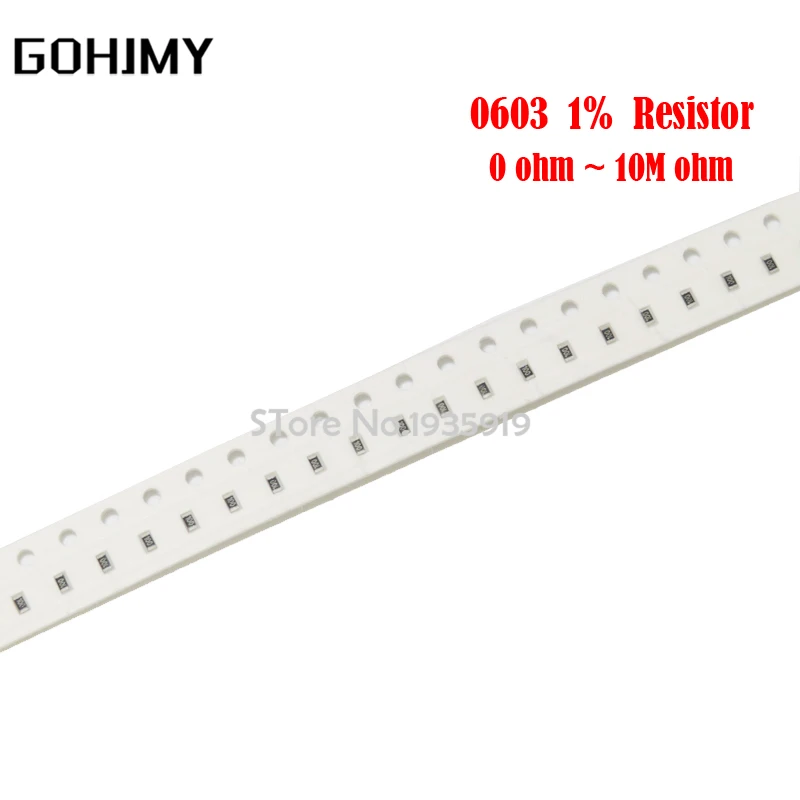 100pcs 0603 SMD resistor 1% 0R ~ 10M 1/10W 0 1 10 100 150 220 330 470 ohm 1K 2.2K 10K 100K 1M 0R 1R 10R 100R 150R 220R 330R 470R