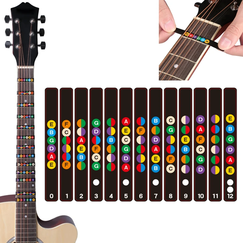 

Water Resistant Universal Guitar Fretboard Note Labels Fingerboard Fret Stickers 2 Colors Optional for Acoustic Electric Guitar