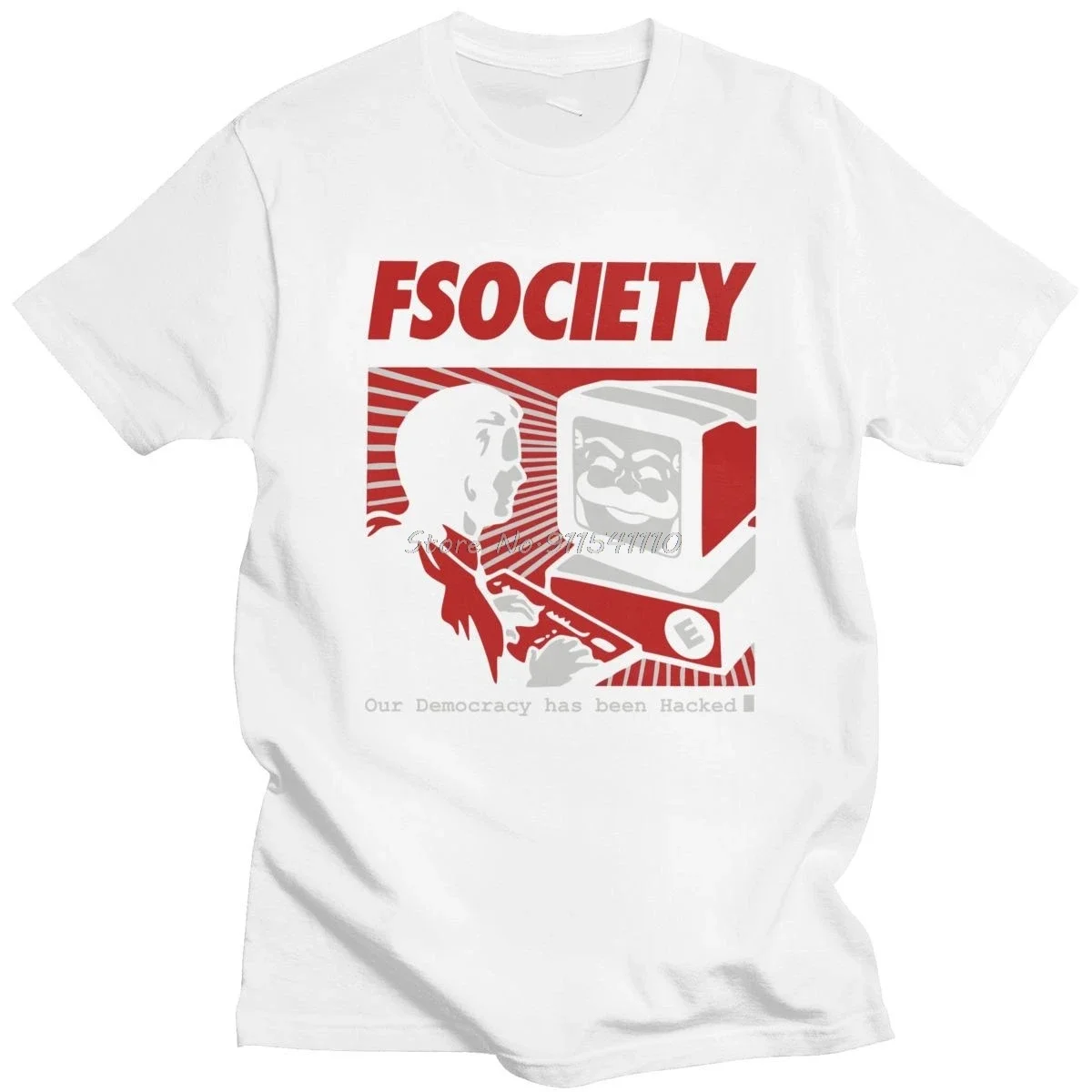 Short-Sleeve F Society Hacker Tee Tops Geek Tshirt Clothing Gift Vintage Funny Mr Robot T Shirt Men 100% Cotton FSociety tops