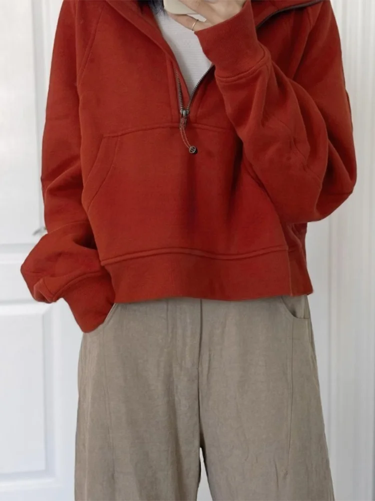 Retro sle casual preguiçoso longo sve hoodie feminino outono inverno solto f zip faionable emagrecimento topo commute sle