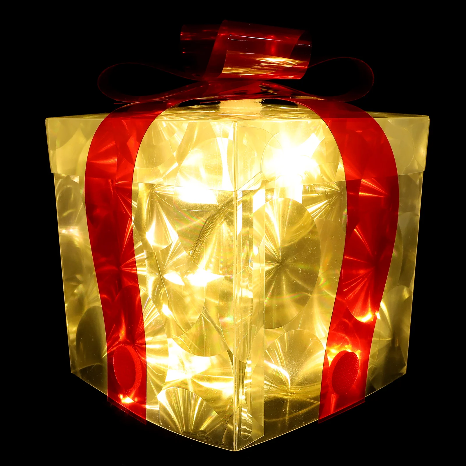 Lighted Xmas Present Box Ribbon Christmas Gift Box No Operated LED Glowing Decorative Lamp Festive Home Decor