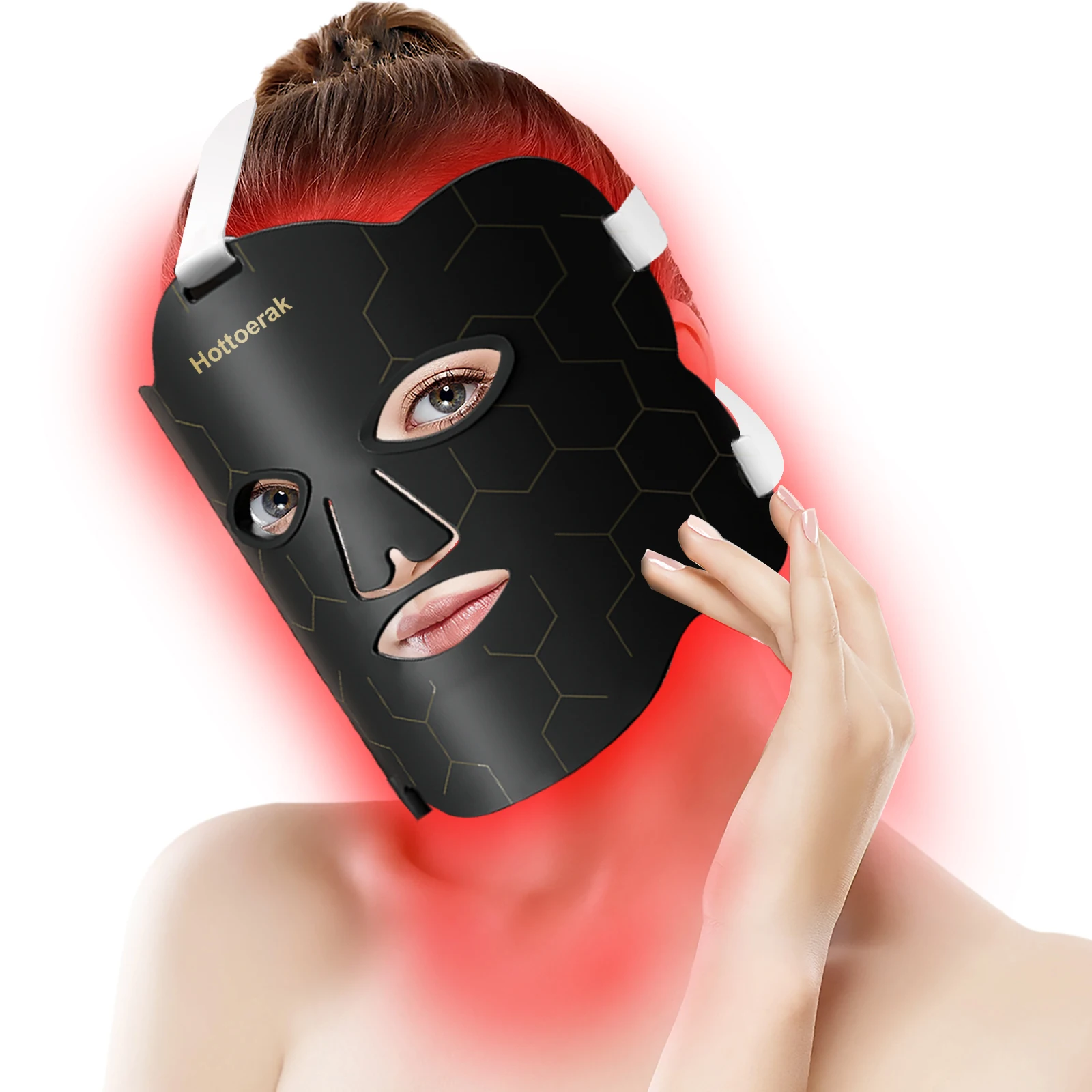 Red light treatment face, portable Led mask light treatment near-infrared 850 red light treatment mask with timing function