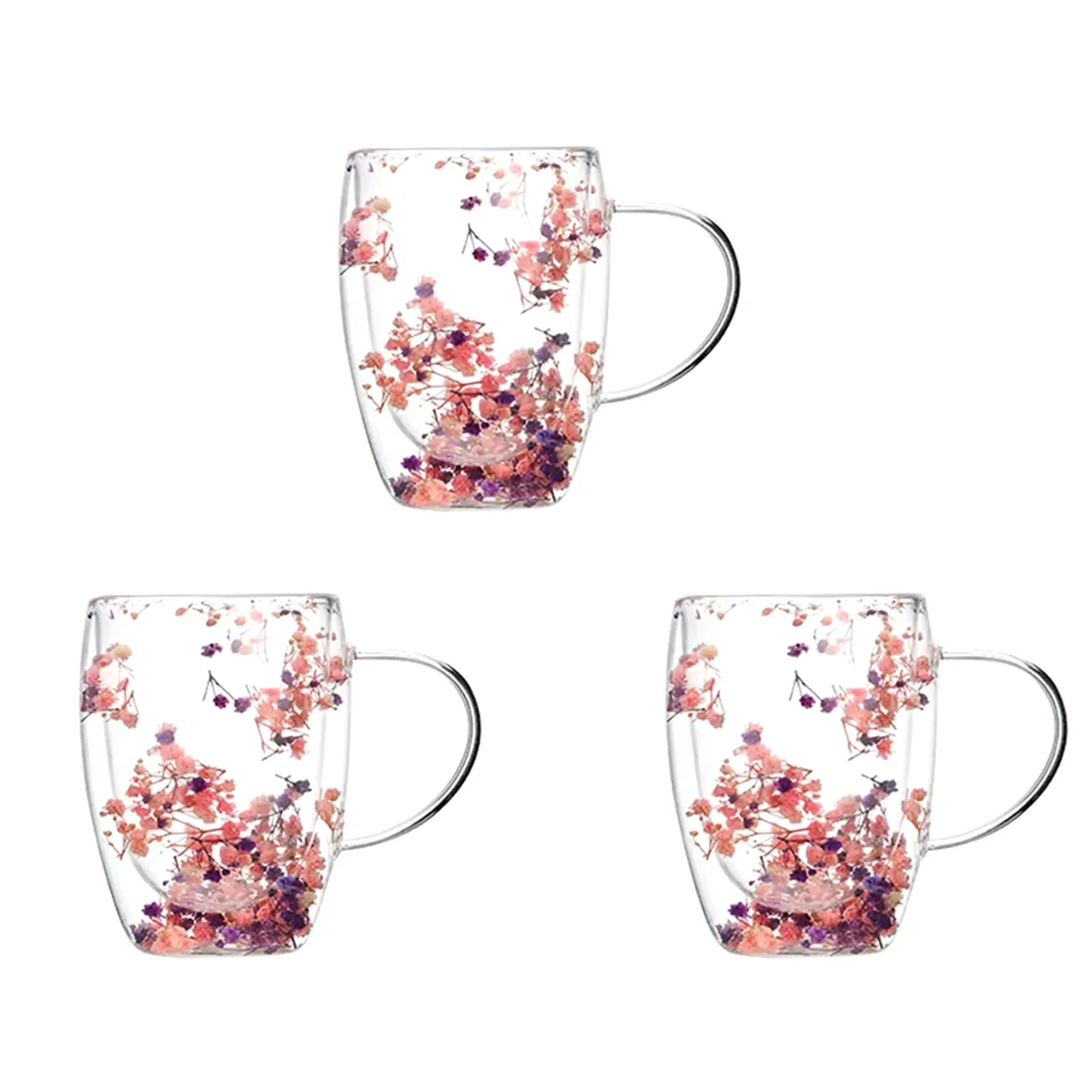 A20M 3X Creatives زهرة حقيقية زجاج مزدوج مستوى المظهر العالي كامل النجمة المجففة زهرة الحليب القهوة الزجاج 350 مللي B