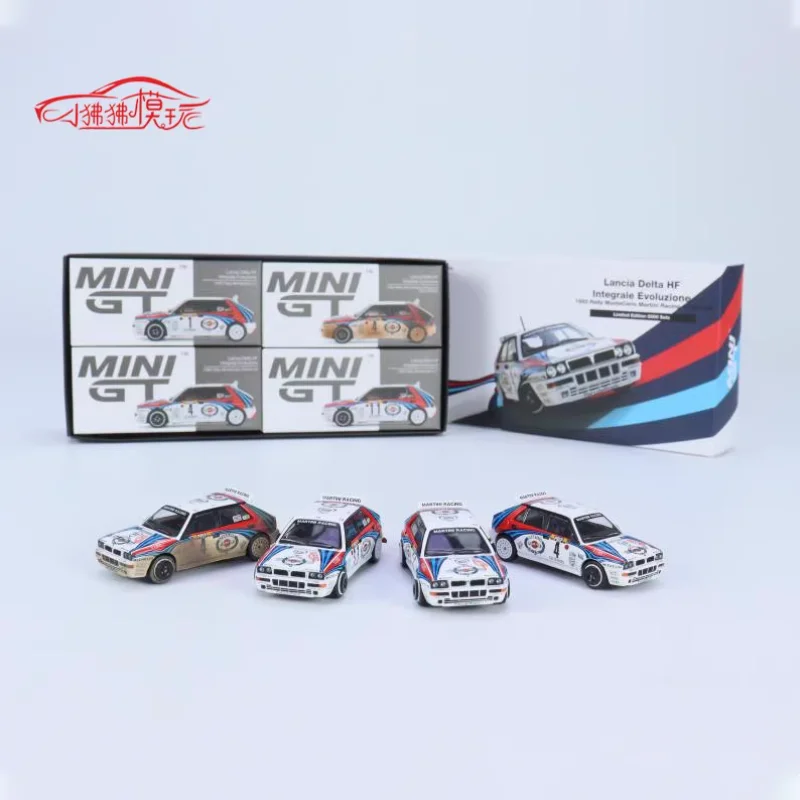 MINIGT 1:64 Scale Guard 110 Lancia HF Martini 4 And Doll Alloy Car Model Static Collection Decorated Holiday Gifts Toys