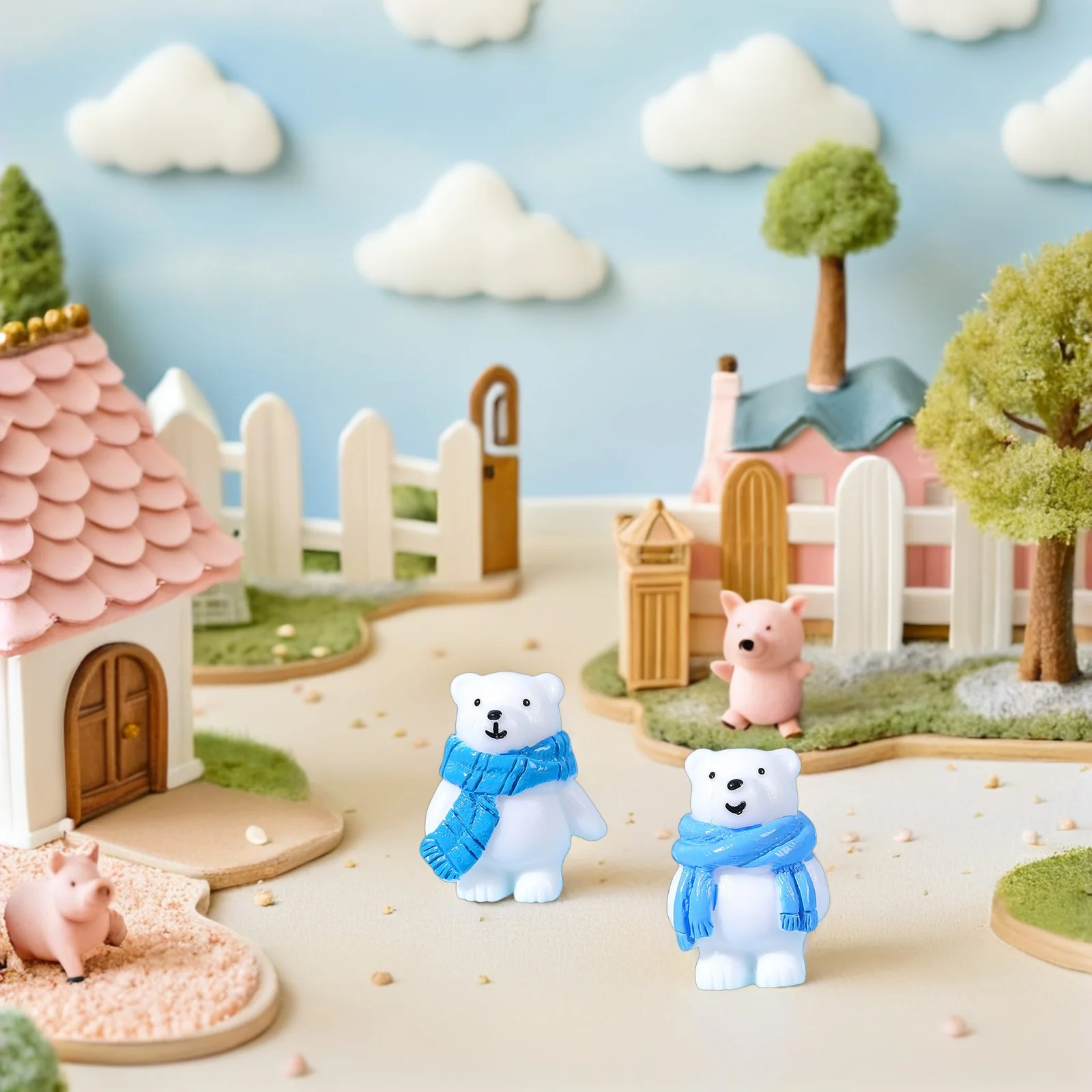 32개 미니 북극곰 피규어 레진 북극 동물 조각 데스크탑 대시보드 인형집 장식 소형 동물 피규어