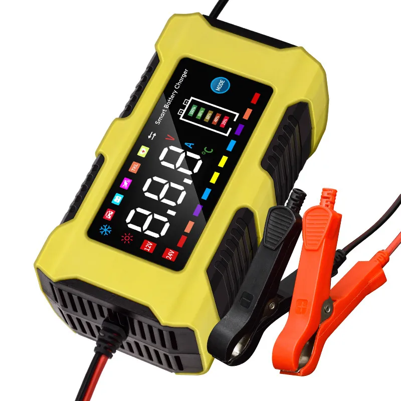 

Large Screen Car Battery Charger 12V 6A EU US Plug Intelligent Repair Motorcycle Charger for lead Acid Battery with Touch Button