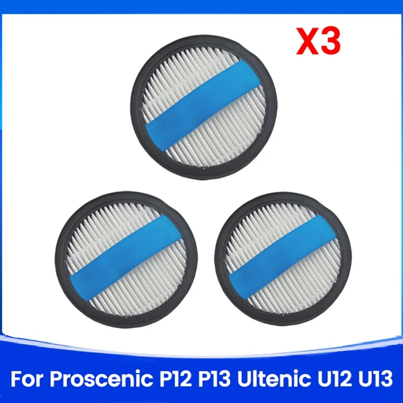 3 pçs filtros hepa para proscenic p12 p13 ultenic u12 u13 aspirador de pó acessórios peças reposição filtro lavável