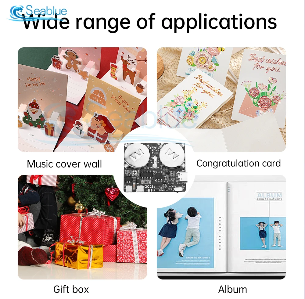 Recordable Sound Module 8M MP3 WAV Button Control Music Voice Player Programmable Board with Speaker for DIY Greeting Card Gift