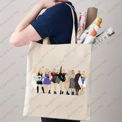 The ears tour Casual Canvas Tote Bag Taylor merch Shopping Bag, borsa a tracolla con stampa semplice per ragazze, regalo di compleanno di natale