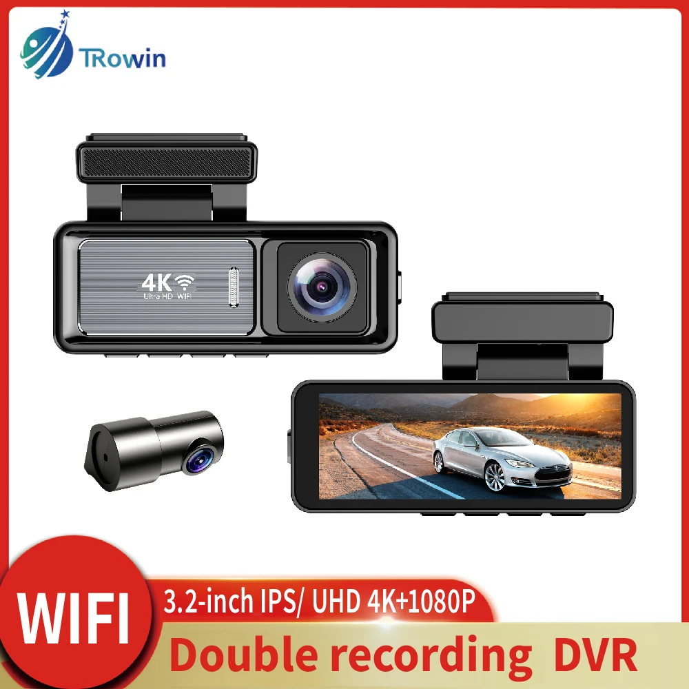 3.2Inch IPS Dash Cam Hidden Car DVR Dual lens Mobile WiFi app Control WDR Video Recorder Night vision Ftont Rear Black Box