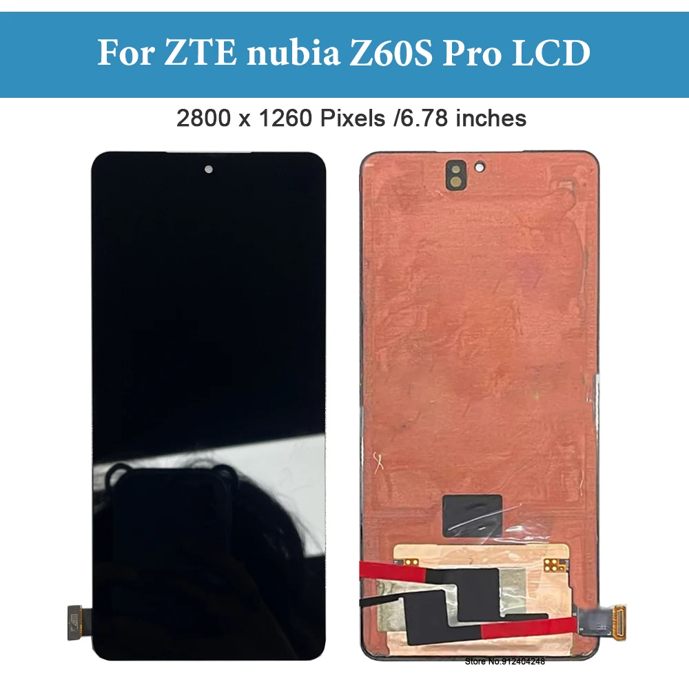 AMOLED 6.78 inci, untuk ZTE nubia Z60S Pro LCD Display Digitizer rakitan penuh layar sentuh untuk nubia Z60 S Pro suku cadang pengganti LCD