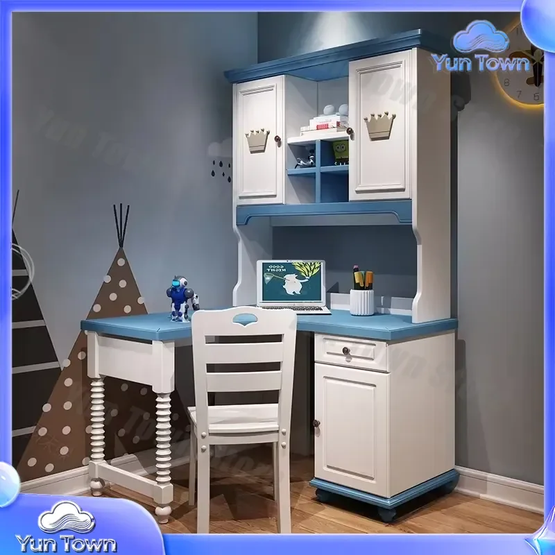 for Kids Corner Desk Bookshelf Combo for Home Office Study Room Solid Wood Computer Desk 1.2m Children's Learning Desk