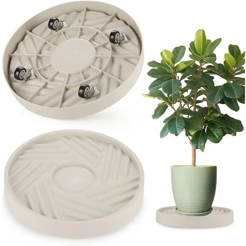 

ABUG-Plantcaddy, комплект из 2 шт. с колесиками, подставка для вращающихся растений диаметром 13,6 дюйма, 165 фунтов, сверхмощная, с 360° ° Вращающееся бесшумное колесо