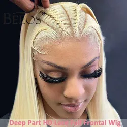 28in 250% 613 Blonde 13x4 HD Lace Full Frontal Human Hair Wigs For Women Pre plucked 5x5 HD Lace Closure Wig Brazilian Straight