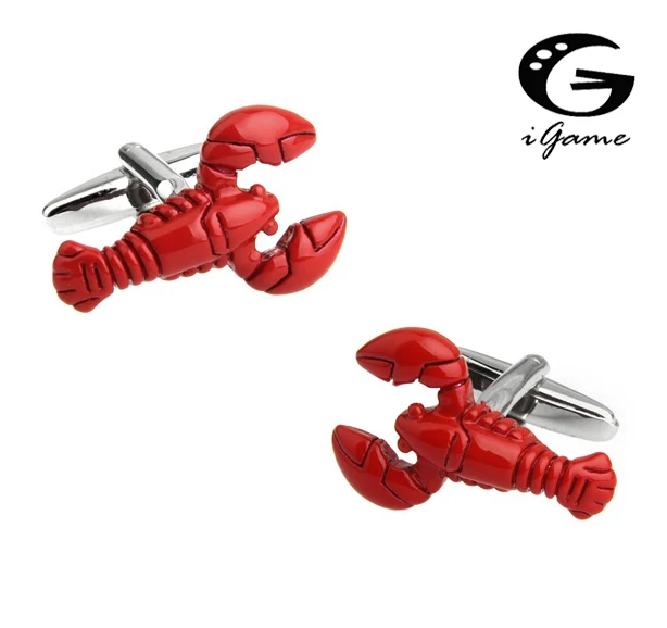 iGame Red Lobster Cufflinks Novelty Shrimp Design Best Gift For Men Quality Brass Material Cufflinks Wholesale & Retail