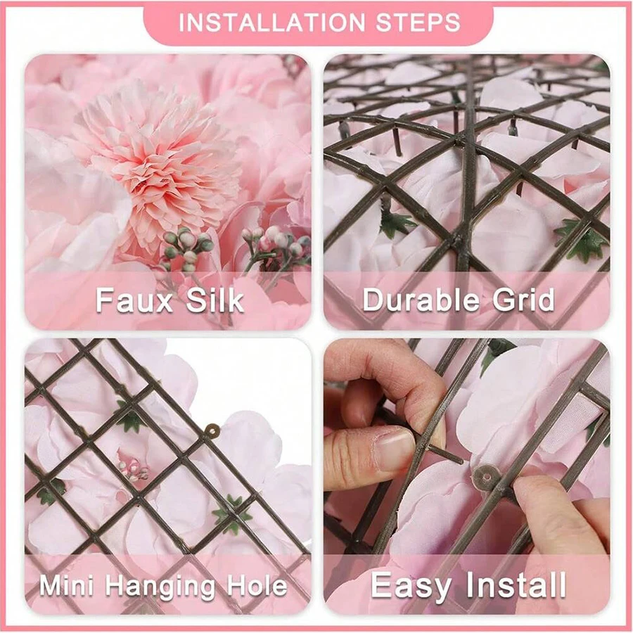 Artificial Flower Wall Panel 3D Rose Flower Background Artificial Rose Wall Party Wedding Backdrop Bridal Shower Home Decor