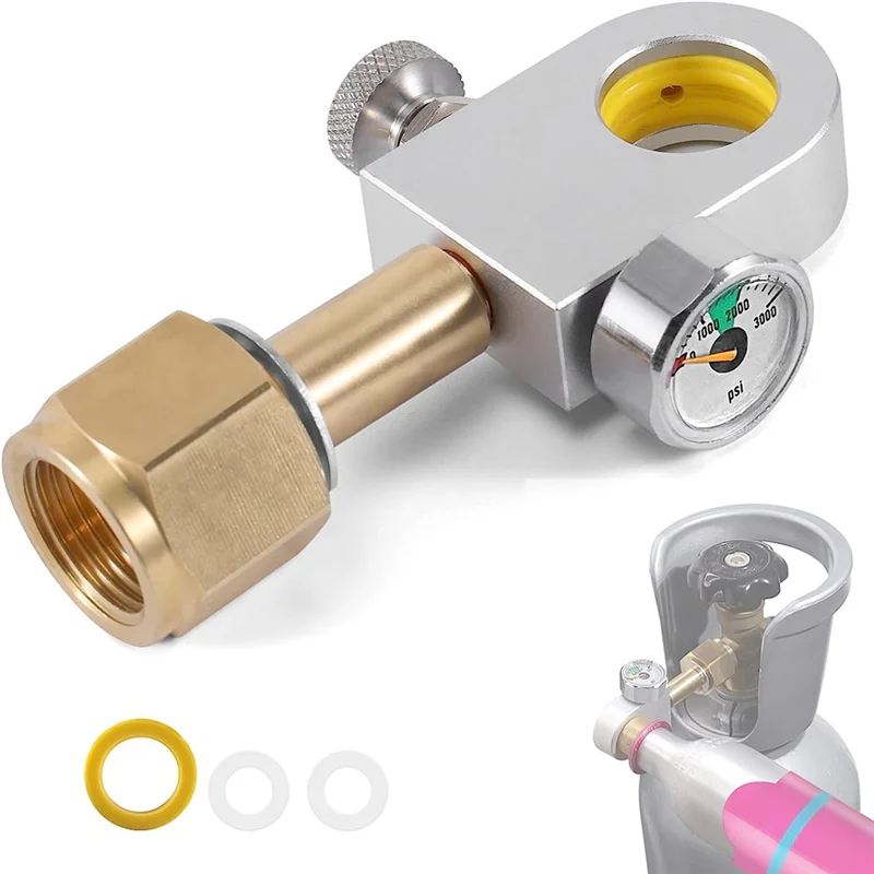Top Verkoop CO2 Refill Adapter Fit Voor Duo, Art, Terra Quick Connect CO2 Cilinder Met 3000Psi Manometer Voor W21.8-14 CO2 Bottl