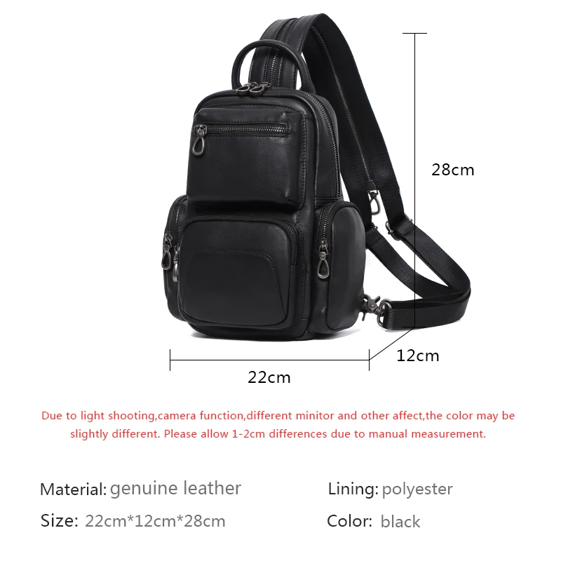 Multi Functional Men Bag Genuine Leather Men\'s Chest Bag Pack Small Backpack Casual Leather Crossbody Bags Male Shoulder Bags