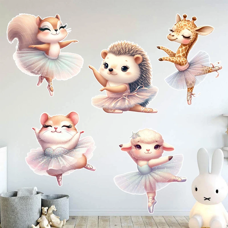 

Animal Ballet Wall Sticker Classroom Living Room Bedroom Wall Kitchen Refrigerator Home Decoration Living Decals S323