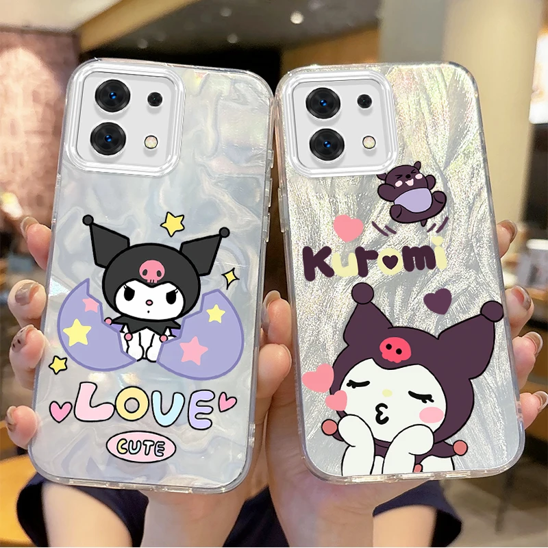 

Lovely Sanrio Kuromi Laser Gradient Phone Case for Redmi Note 13 12 11 10 9 Pro Plus 13C 12C 10C 9C A2 A1 Shockproof Back Cover