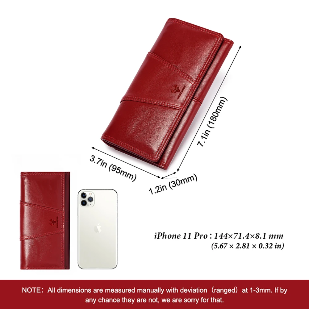 Fashionable Women's Long Wallet Genuine Leather Clutch Purses with Phone Pocket Mutifuctiona Ladies RFID Card Holder Handbags view 4