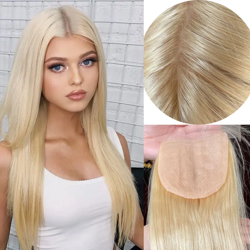 Fechamento de renda superior de seda em linha reta cinza loira base de seda cabelo humano fechamento de renda com cabelo de bebê 4x4 cabelo humano virgem brasileiro 613 #