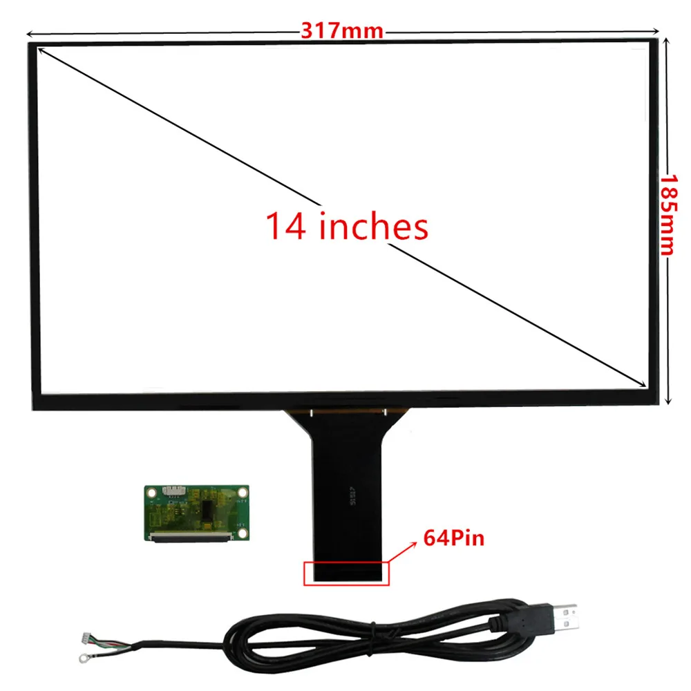 زجاج محول رقمي بالسعة متعدد اللمس عالمي ، لوحة شاشة تعمل باللمس ، محول لوحة سائق USB ، 10.1 "، 11.6" ، 13.3 "، 14" ، 15"