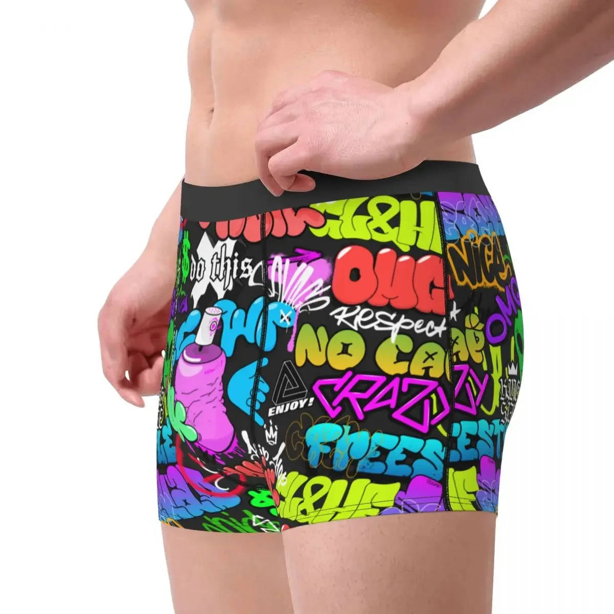 Personalizado Cool Hip-hop cultura calle Graffiti arte Boxers pantalones cortos bragas calzoncillos de hombre calzoncillos elásticos ropa interior