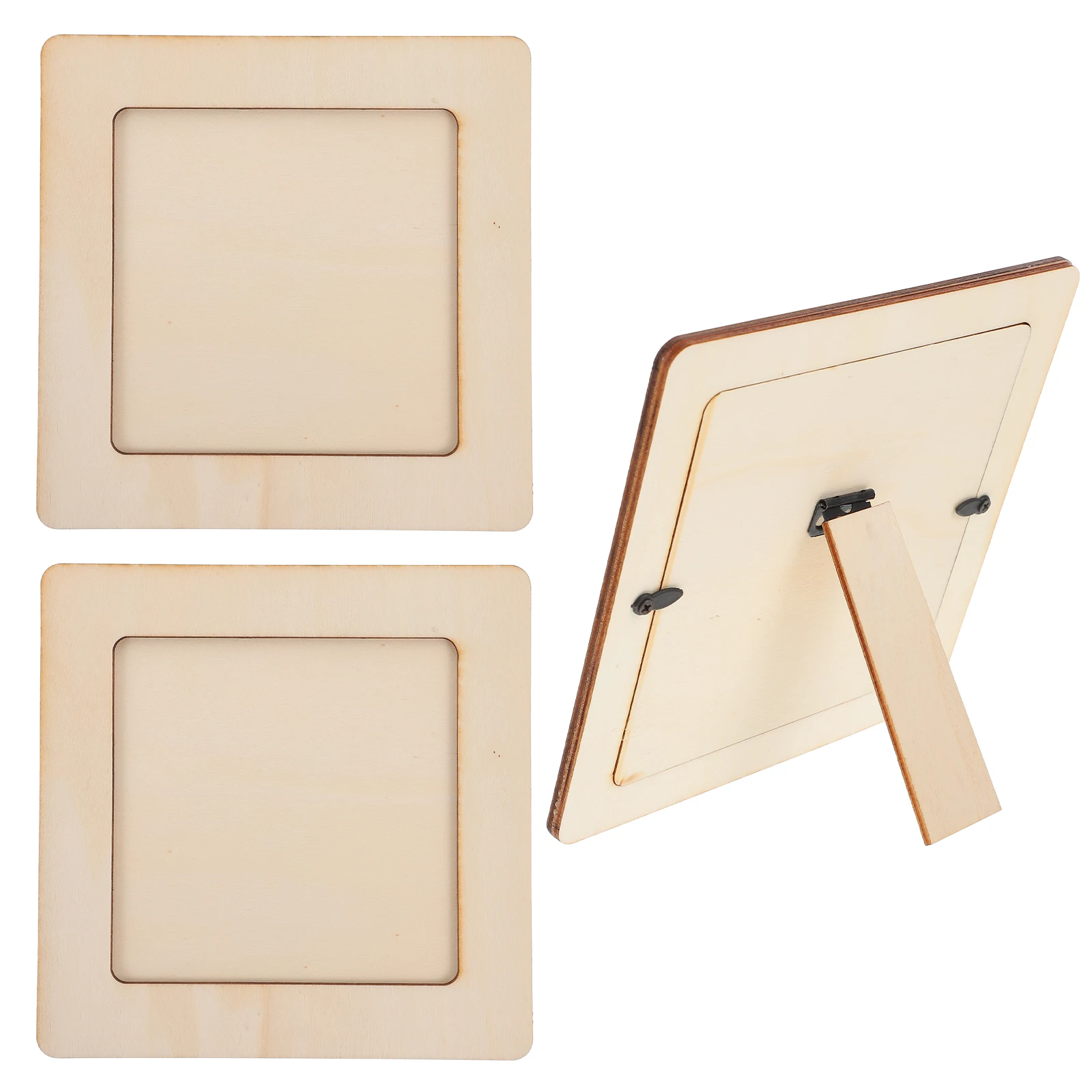 

3 Pcs Wooden DIY Photo Frame Kids Crafts Blank Picture Set Up Lightweight Portable Educational Toy For Home School Kindergarten