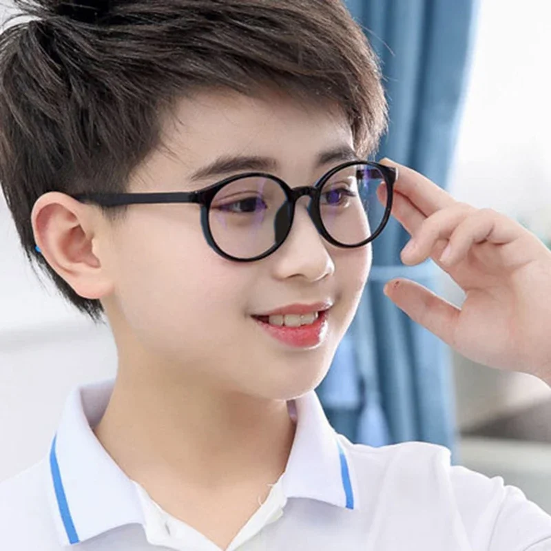 2024 New Round frame Anti Blue Light Glasses Plain Glasses Children Radiation Protection for Kid Computer Phone Online Course