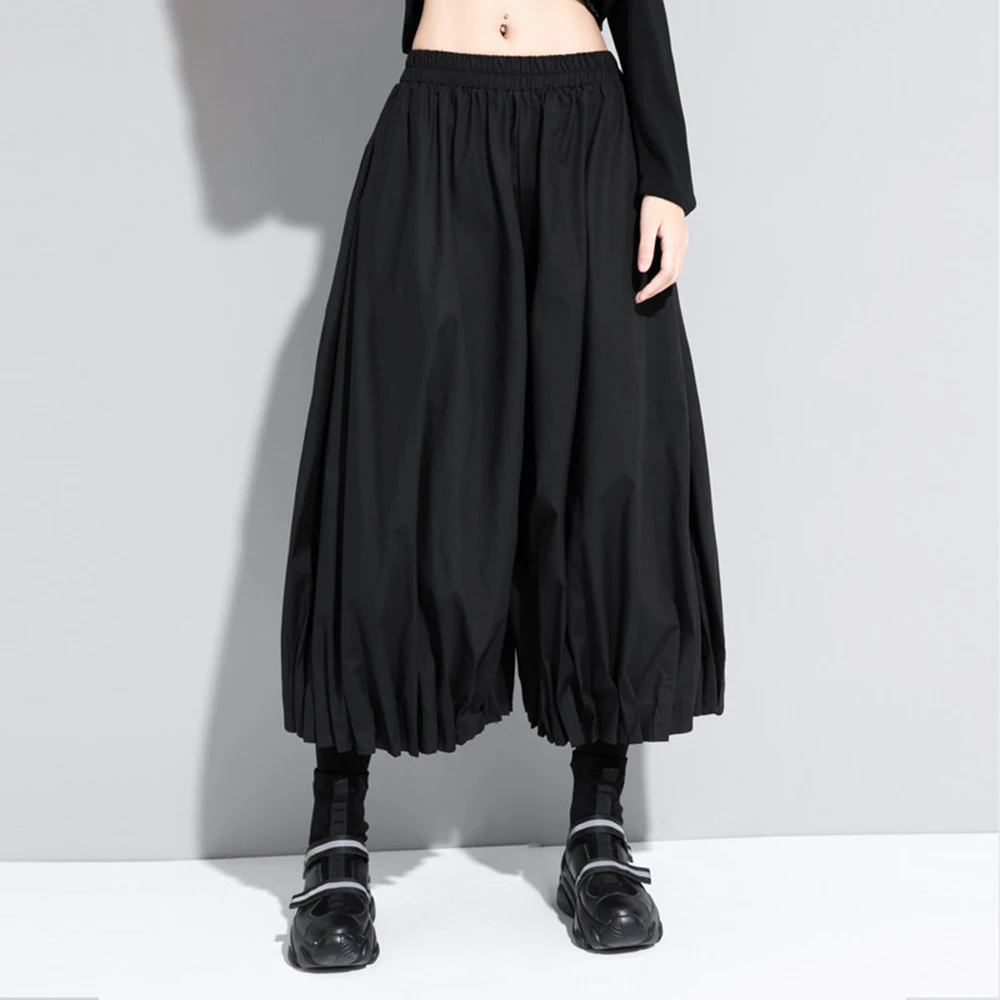 

Модные плиссированные укороченные кюлоты Y2K унисекс для повседневной носки, весна 2026, универсальные широкие брюки для города и активного отдыха