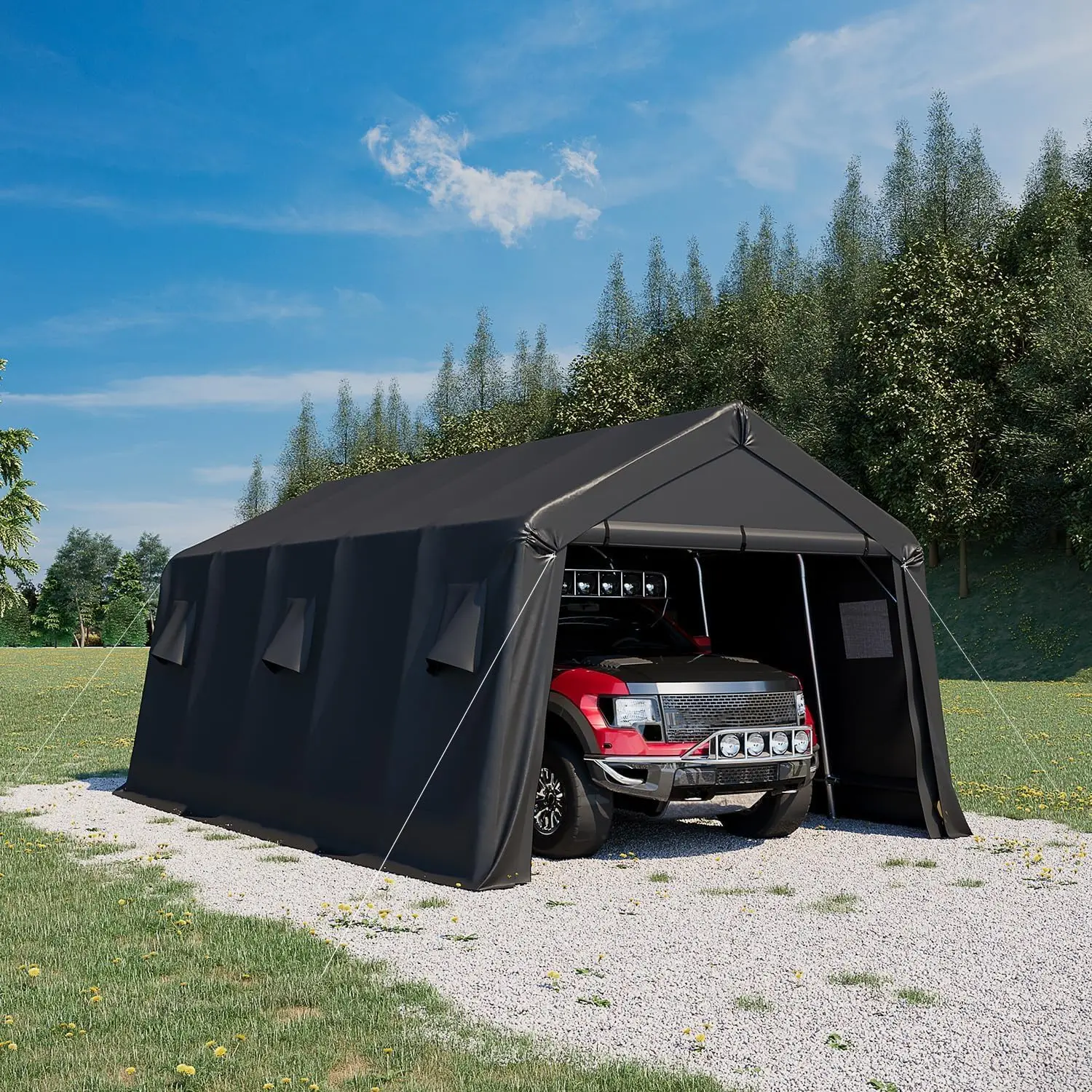 

13 x 20 FT Heavy Duty Carport with All-Steel Metal Frame, Portable Garage with Reinforced Base, All-Season Car Canopy for Car,