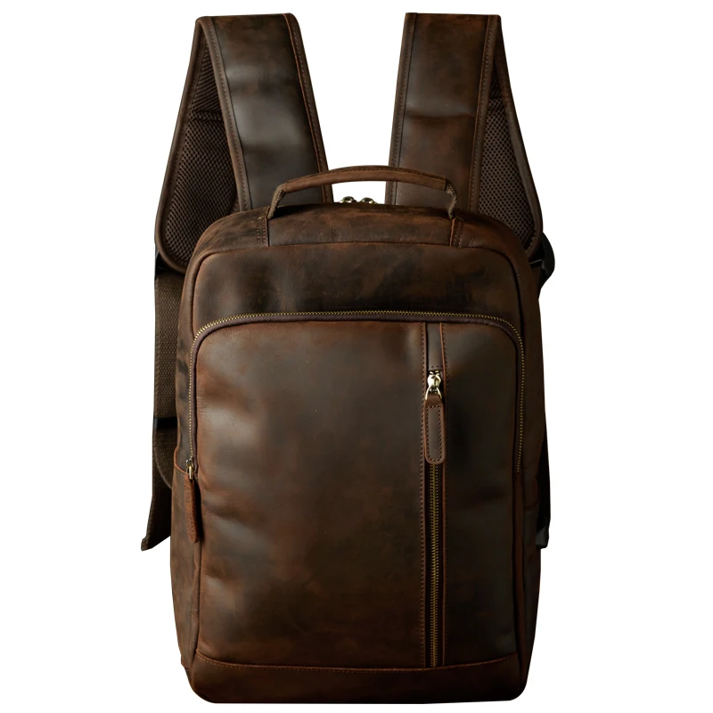 Handgemachte echte Leder Reise rucksack Männer Vintage Rindsleder lässig Rucksack männlich großen Raum Büro Laptop Rucksack Tasche