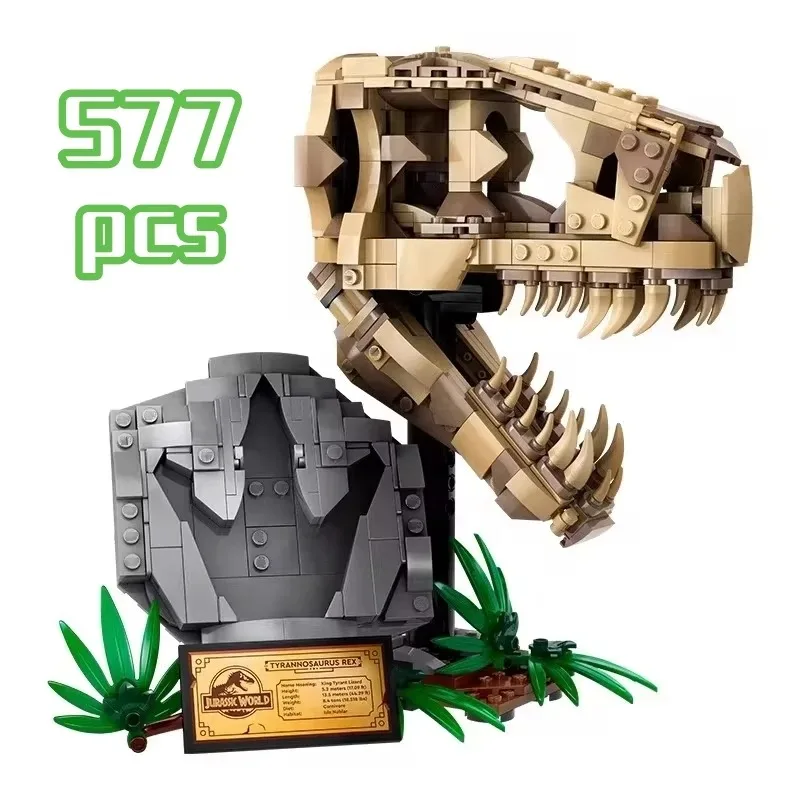 577PCS Dinosaur Fossils Skull Building Blocks Bricks Assembled Technical T.rex Model MOC compatible 76964 Set Toys Kids Gifts