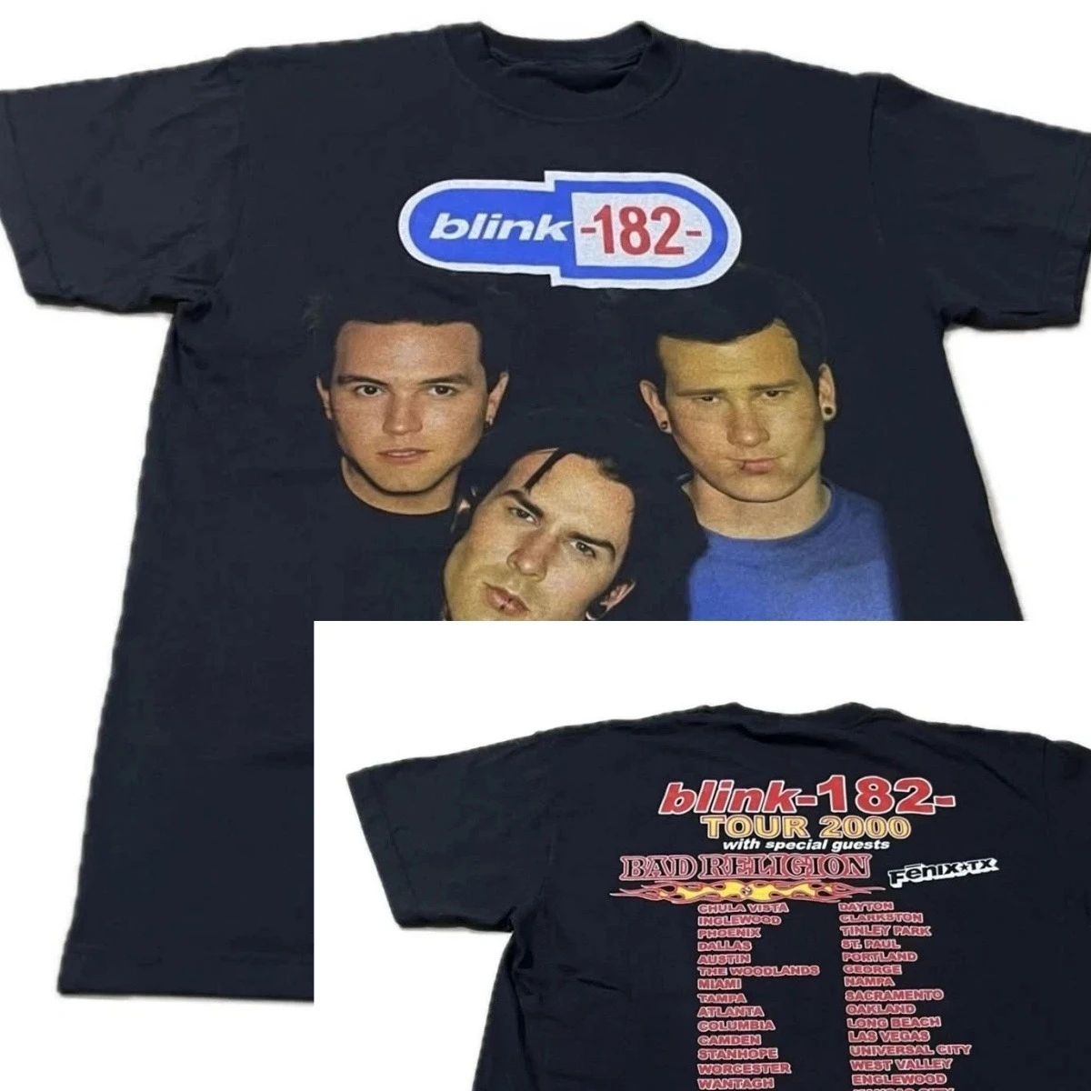 

Blink 182 Band 2000 Tour Bad Religion Винтаж 90-х POP PUNK Sz.L Футболка REPRINT Высококачественная роскошь для мужчин и женщин Топ Y2k