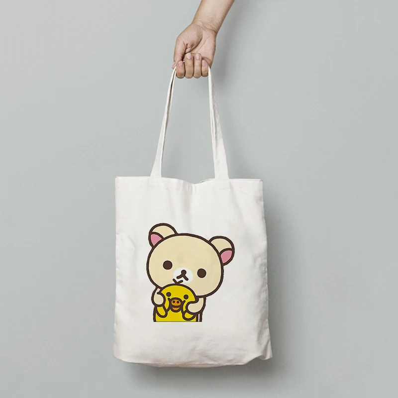 Rilakkuma Shopping Bags Shopper Bag Canvas Hand Designer Handbags Boutique Women Free Shipping Shopper Reusable FoldingTote Bag